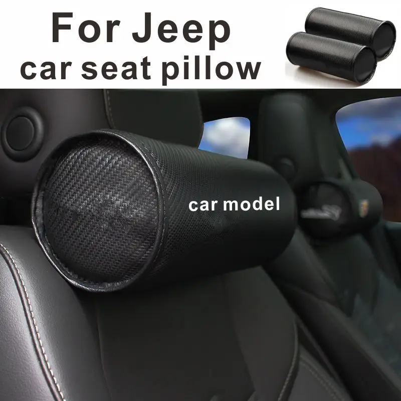 

For Jeep Wrangler Grand Cherokee Grand Commander Compass free light Car Seat Headrest Neck Guard Carbon Fiber Cushion Pillow