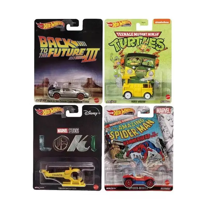 Hot Wheels 2022 Back To The Future Time Machine Loki Thanoscopter SpiderMan Teenage Mutant Ninja Turtles 1:64 Diecast Car Toy