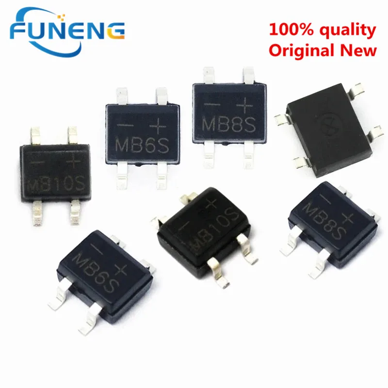 20 шт., выпрямительный мост MB6F, MB6S, MB8F, MB8S, MB10F, MB10S, ABS6, ABS8, ABS10, ABS210, DB104S, DB105S, DB106S, DB107S, DB157S, DB207S
