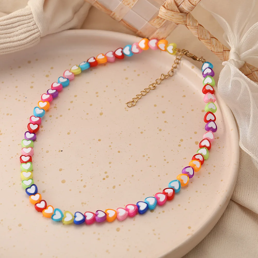 

Bohemia Beaded Choker Heart Pendant Necklace for Women Initial Pendant Fashion Clavicle Jewelry Boho Accessories Jewelry Gift