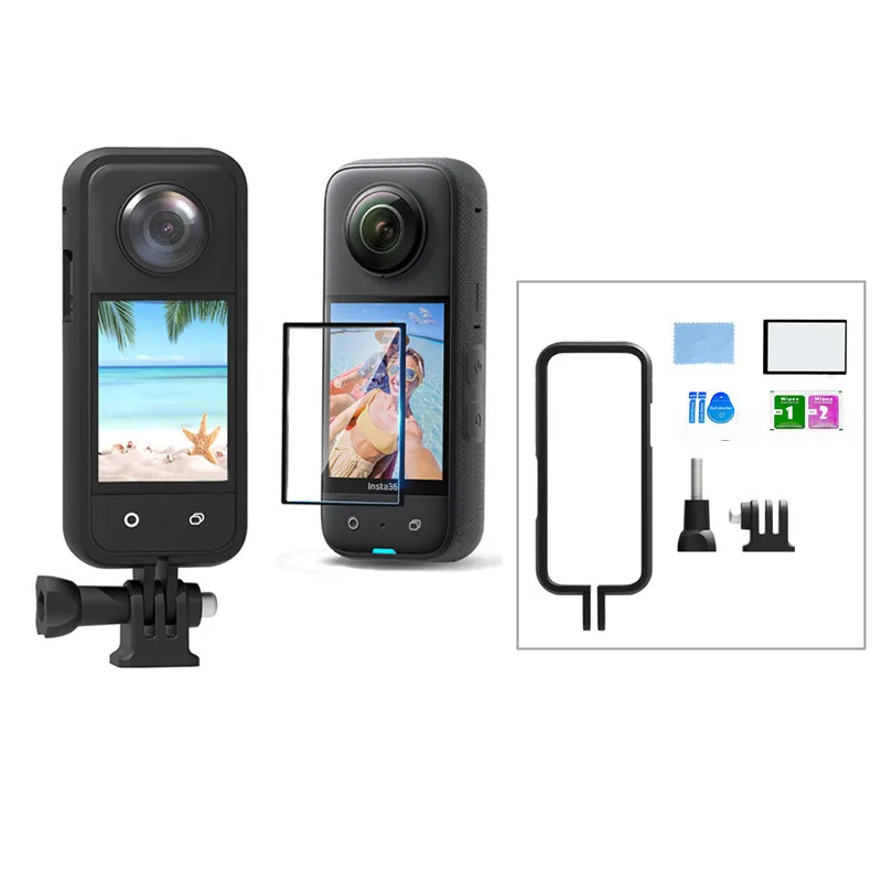 

Panoramic Camera Protection Frame Drop Proof Protective Case Expansion Bracket With Screen Soft Film Set For Insta360 one X3