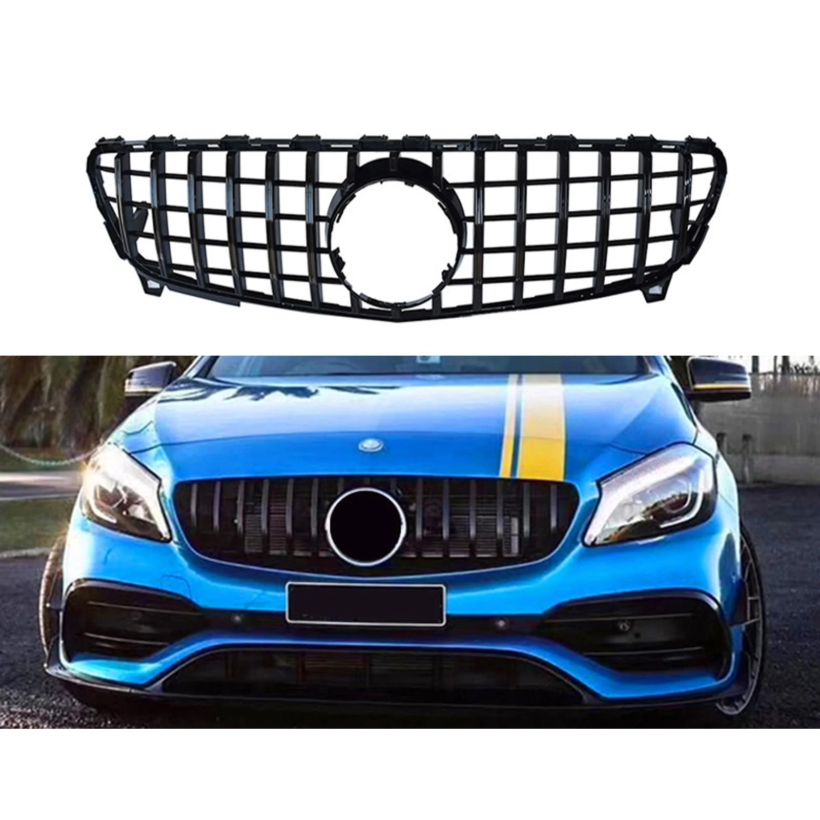 

For A Class W176 GT R GTR Grille Diamond Grille A180 A200 A260 A45 2016-2018 W176 Grille Without Emblem