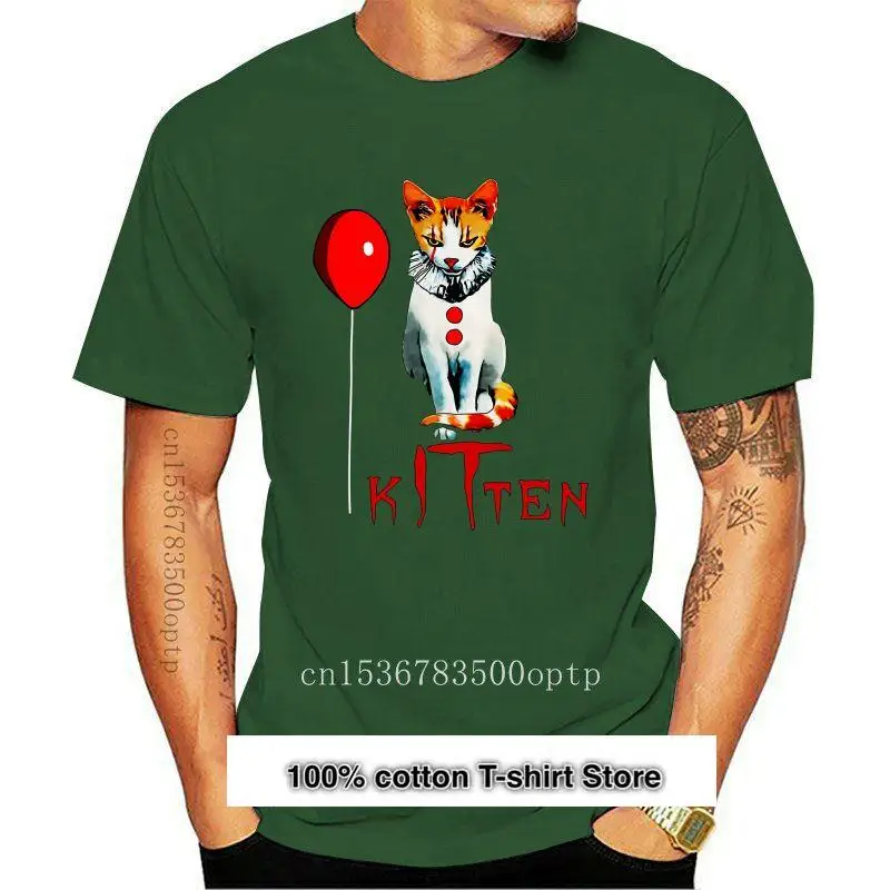 

Camiseta de gatito Pennywise para hombres y mujeres, camisa de gato de terror para jóvenes, de mediana edad