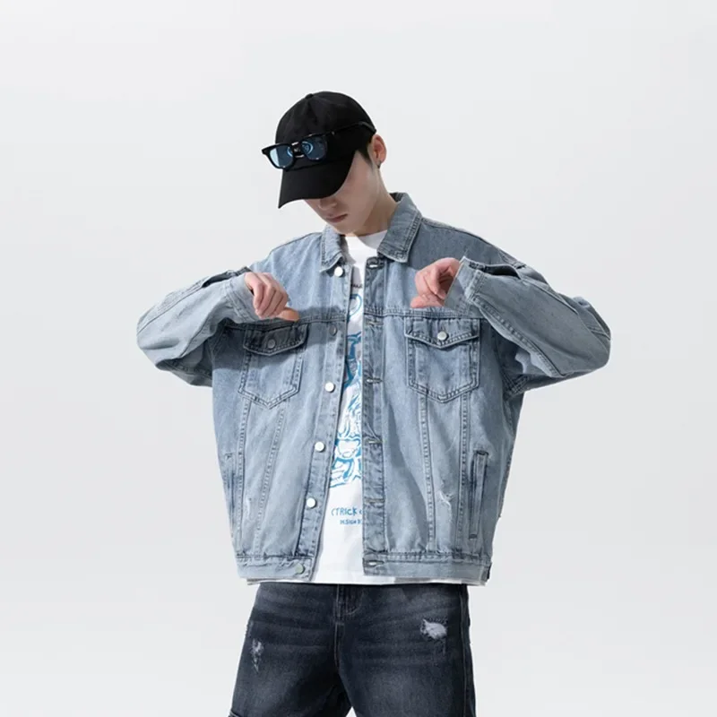 Свободная повседневная винтажная джинсовая куртка 2024 весенняя уличная одежда в