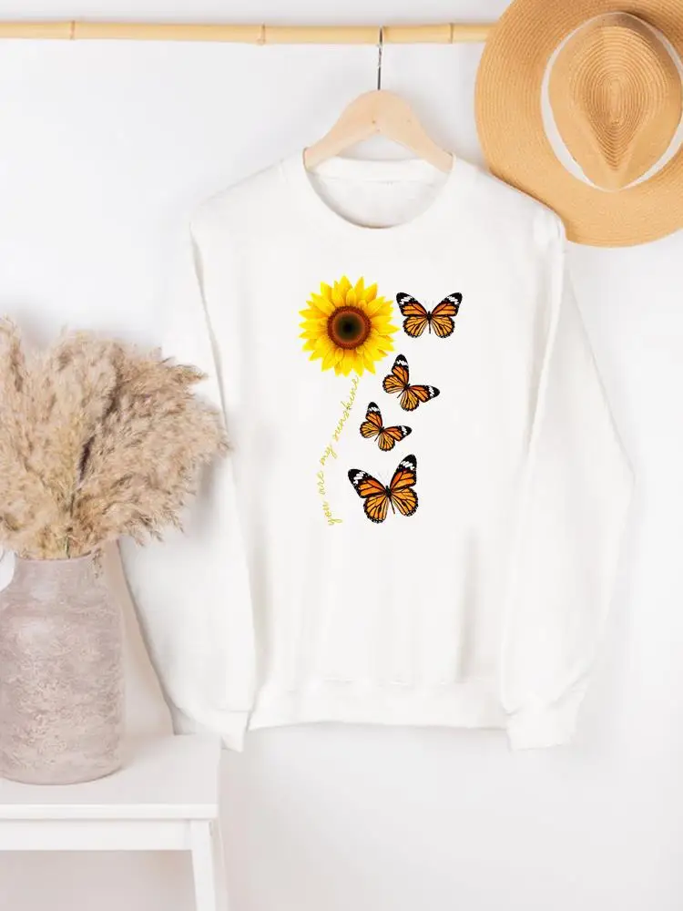 

Pullovers Butterfly Flower Cute 90s Women Clothing Ladies Woman Autumn Spring Print Female Hoodies Casual Graphic Sweatshirts