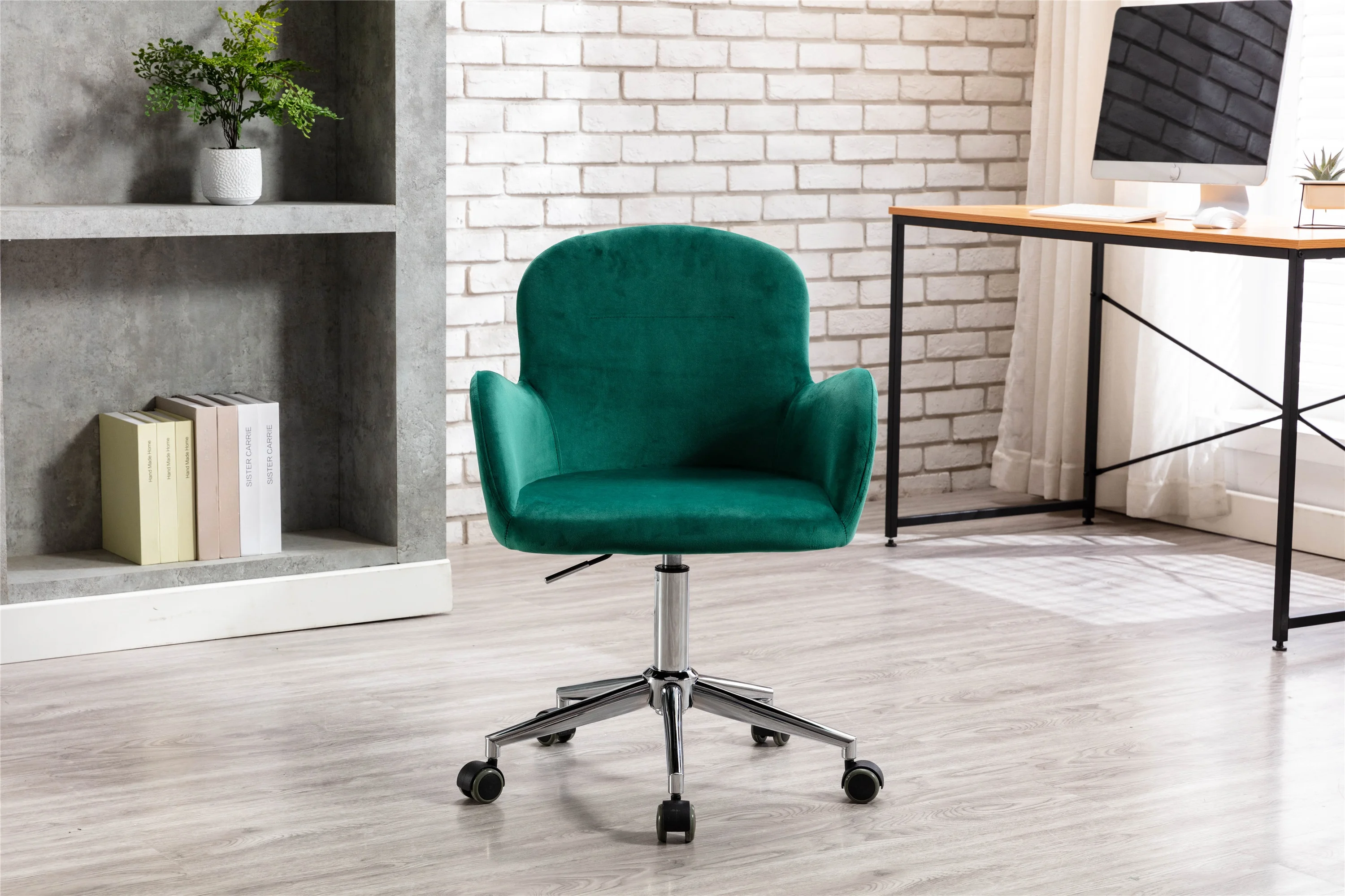 

Velvet Swivel Shell Chair for Living Room ,Office chair , Modern Leisure Arm Chair (Green Velvet )