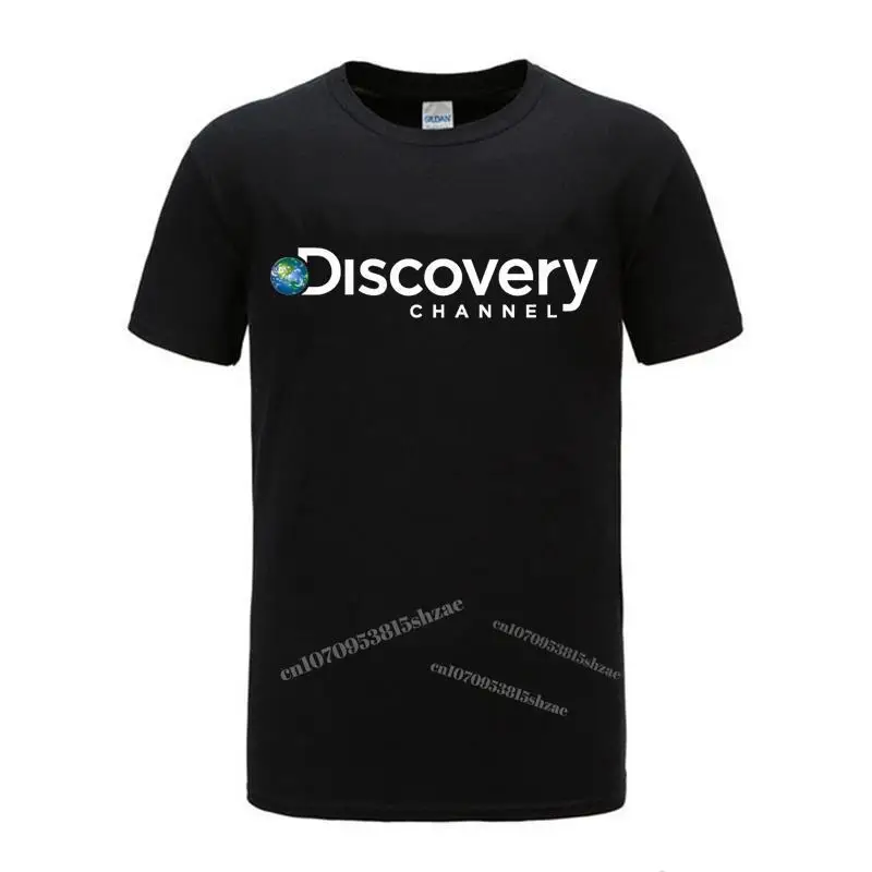 

Хлопковая черная футболка, модный крутой Топ, Мужская Новая Летняя мужская футболка с логотипом Discovery Channel, черные топы, Прямая поставка