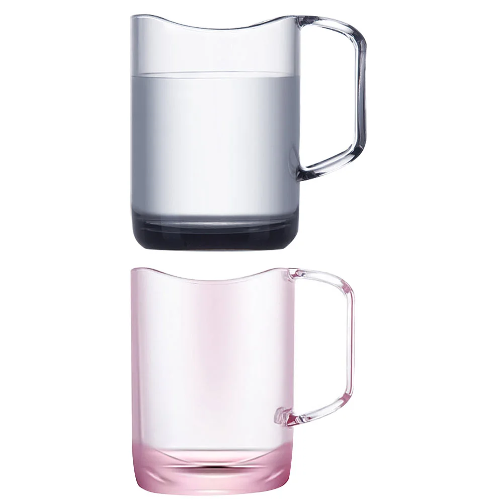 

2 Pcs Washing Cup Tooth Plastic Holder Mouthwash Handle Lovers Simple Mug
