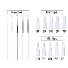 100Pcs Traditional Tattoo needle + 100Pcs Needle Cap For Microblading Permanent Makeup Eyebrow Eyeliner Lip Tattoo Machine Parts