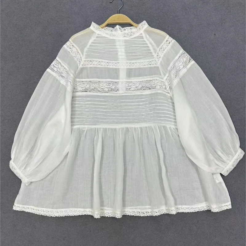 Женские топы с плиссированным воротником Johnature повседневные простые тонкие