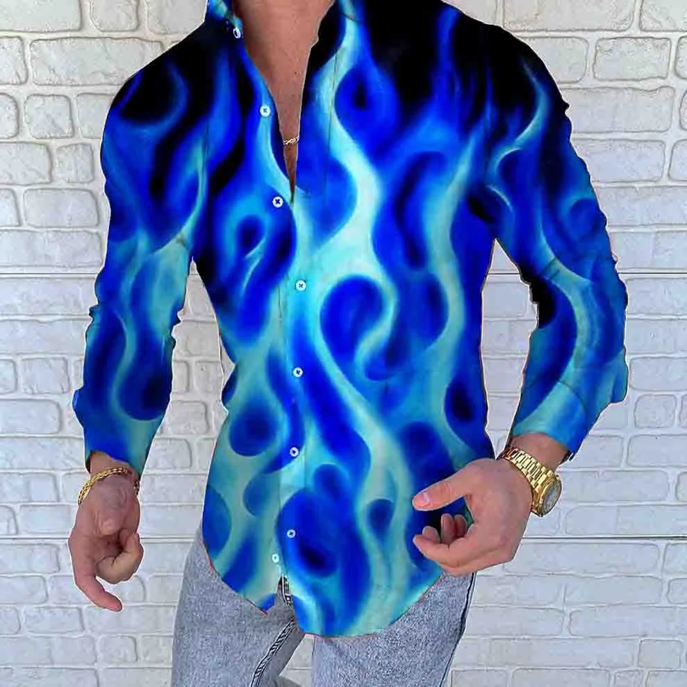 

Spring Autumn Men's Shirts Lapel Long Sleeves Single Breasted Cardigan Fashion Leisure Brand Luxury Social Hip Hop Streetwear