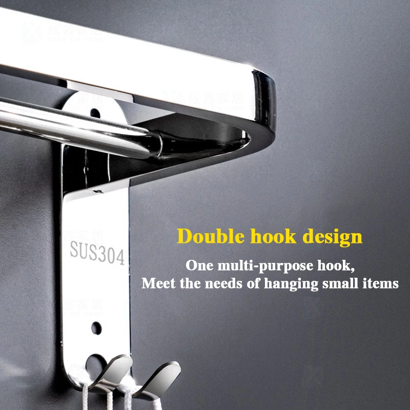 bathroom towel rack stainless steel toilet holder wall mounted shower room hanger bath single double rod with hook accessories free global shipping