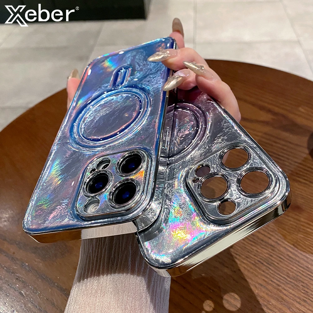 Ослепительный блестящий градиент для Magsafe магнитный чехол телефона iPhone 16 15 11 12 13 14