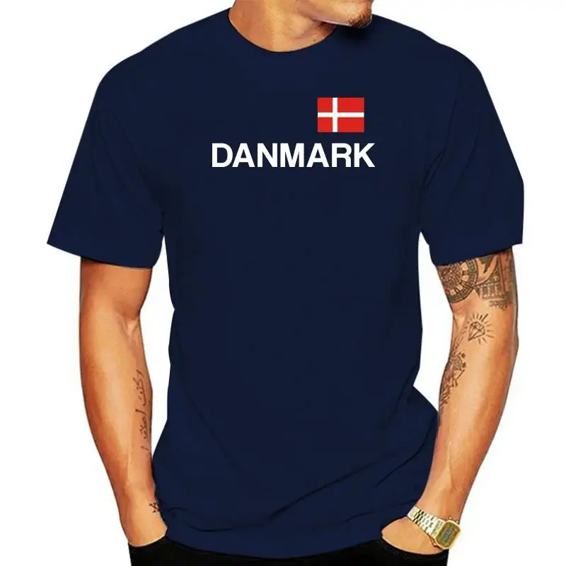 

DANEMARK T-Shirt - Flag and Text Print - S to 3XL - Black - denmark holiday