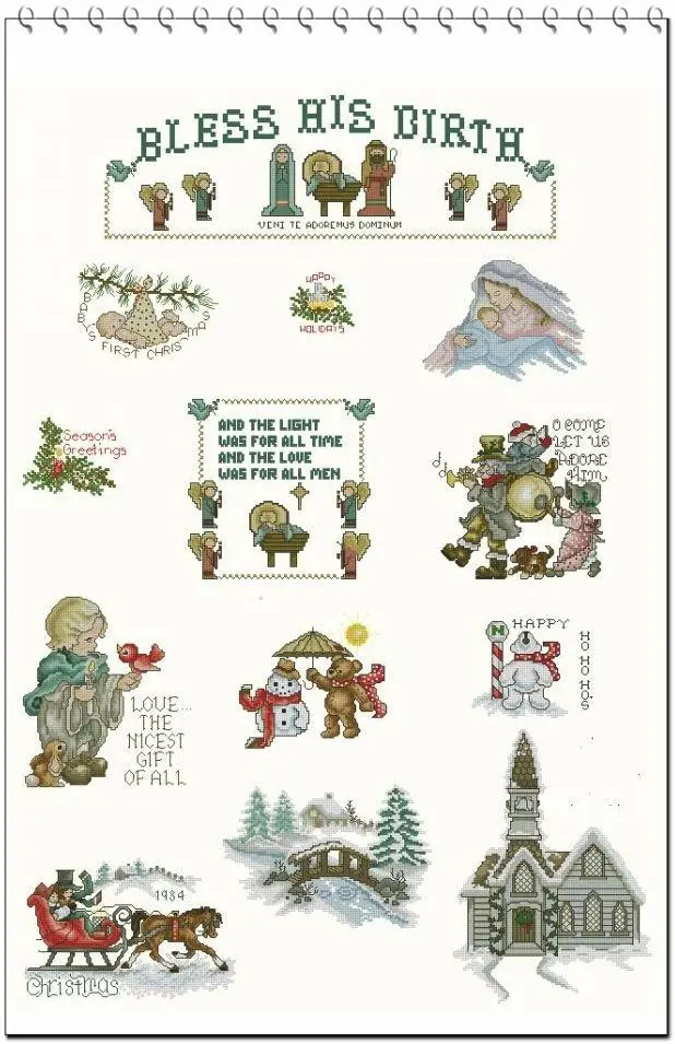 Cross stitch Handmade 14CT Counted Canvas DIY,Cross-stitch kits,Embroidery Stone Book 5 celebrate Christmas 66-91