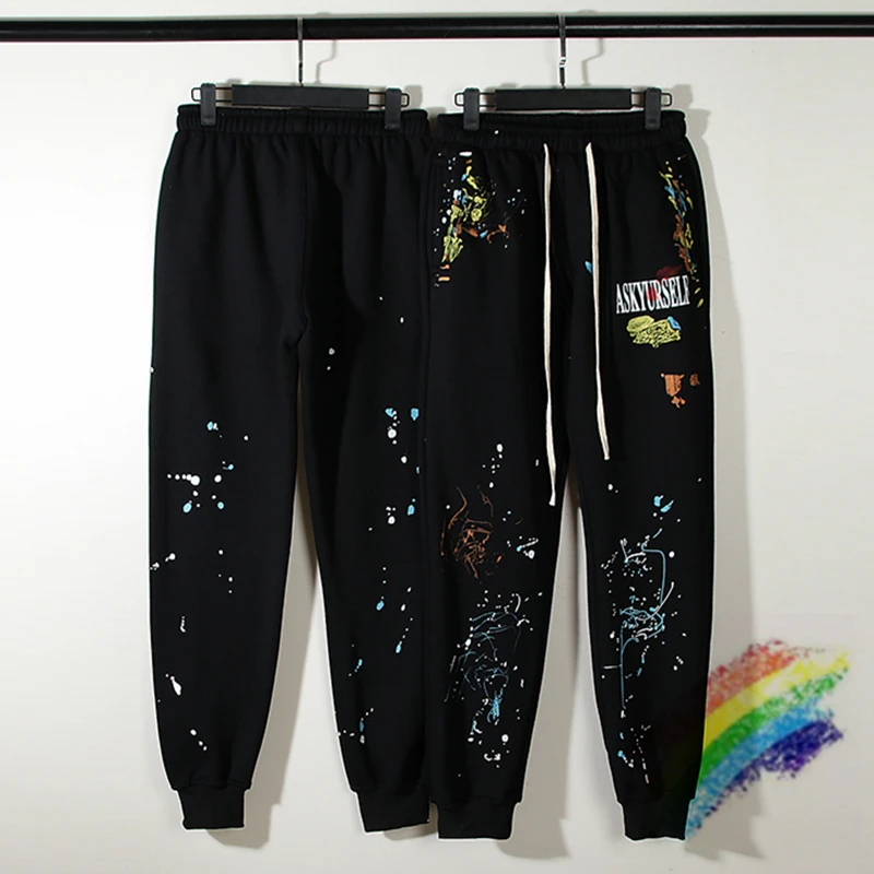 

2022ss Askyurself Sweatpants Men Women Drawstring Color Splash Logo Askyurself Trousers Pants