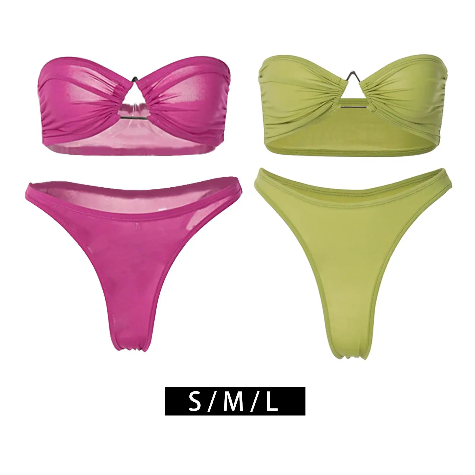 

Women Bikini Set Swimsuit Swimwear Two Piece Bathing Suit Ladies High Waist Thong Strapless Beachwear for Beach Travel Party