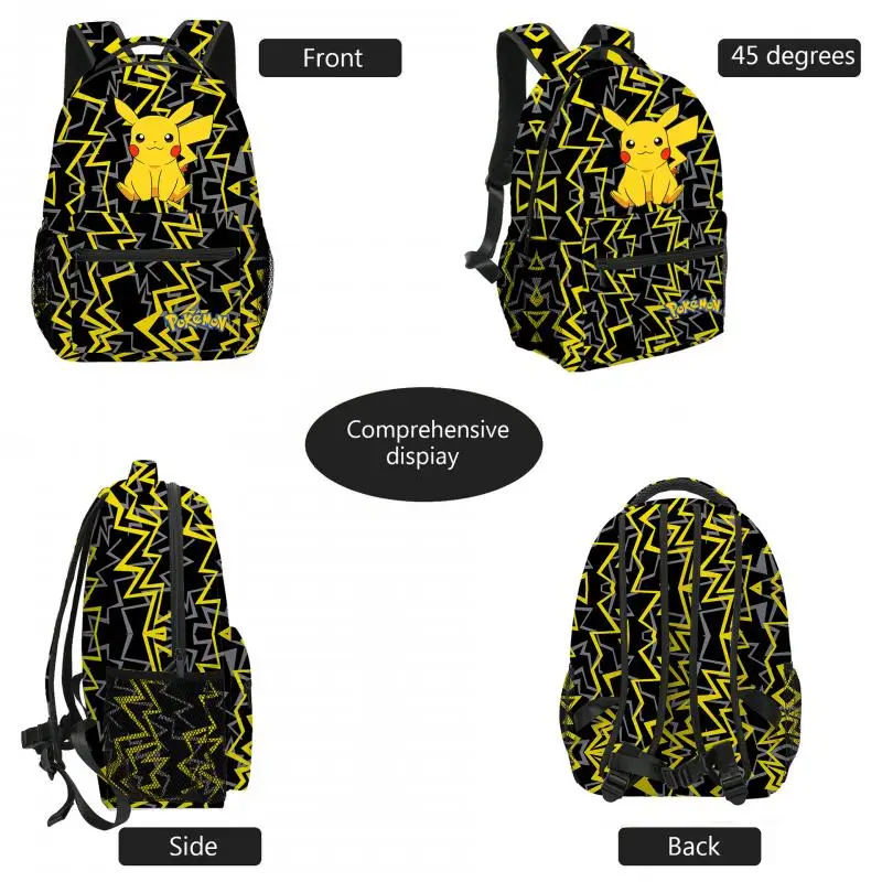 

40CM Pikachu Kawaii Pokemon Cartoon Anime Cute Polyester Travel Backpack Student School Bag Learning Stationery