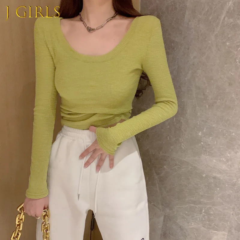 

Long Sleeve T-shirts Women Spring Slim Simple Basic Knitted Cozy Leisure Feminino All-match Clothes Tops Pure Color Classic Soft
