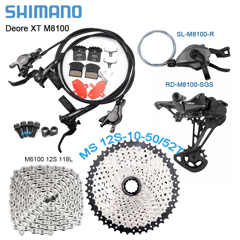 Shimano Deore XT M8100 1x12S групсет 12S SL + RD гидравлический тормоз M6100 цепь HG K7 46/50/52T MS кассета