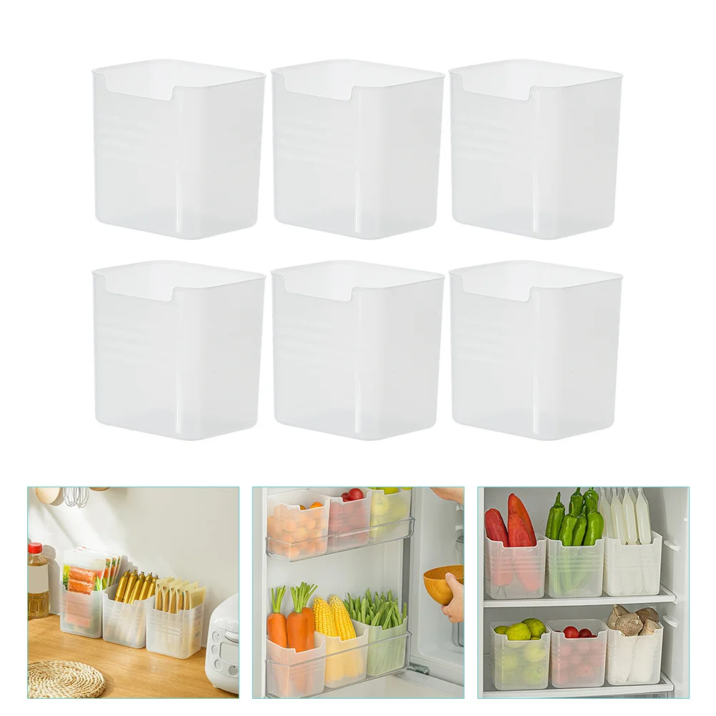 

6pcs Matte Clear Box Fridge Side Door Storage Container Freezer Organizer Fruit Crisper