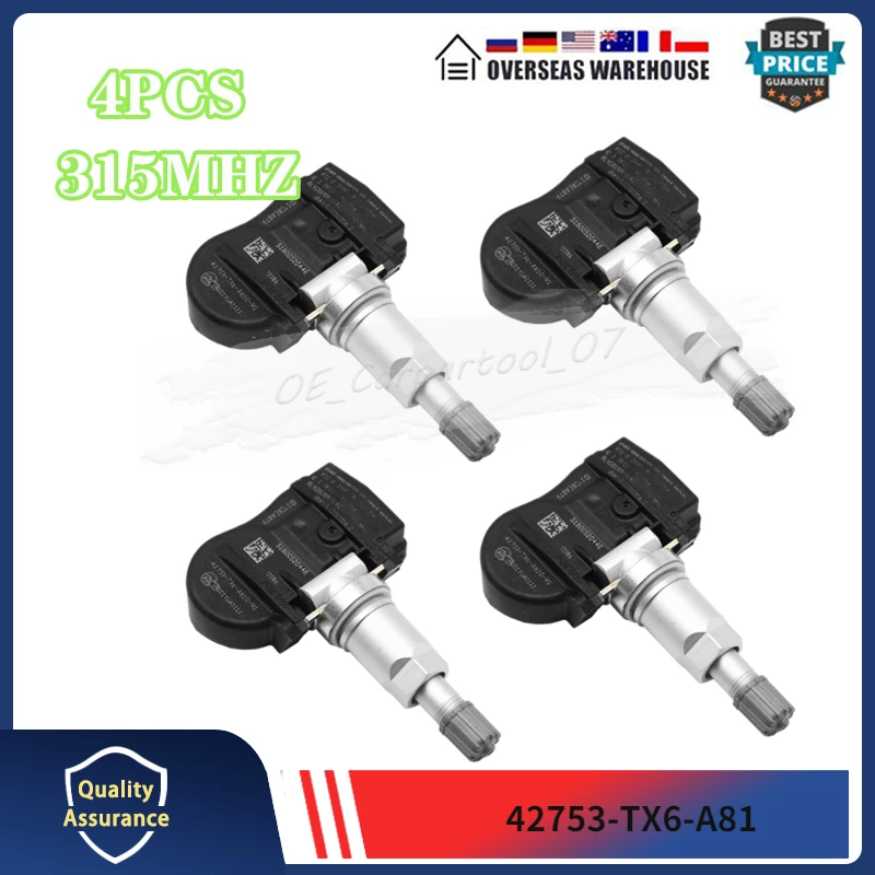 

Комплект (4) TPMS датчик давления в шинах для Acura Ilx 2012-2015, система контроля давления в шинах, датчик давления 42753-TX6-A81 315 МГц