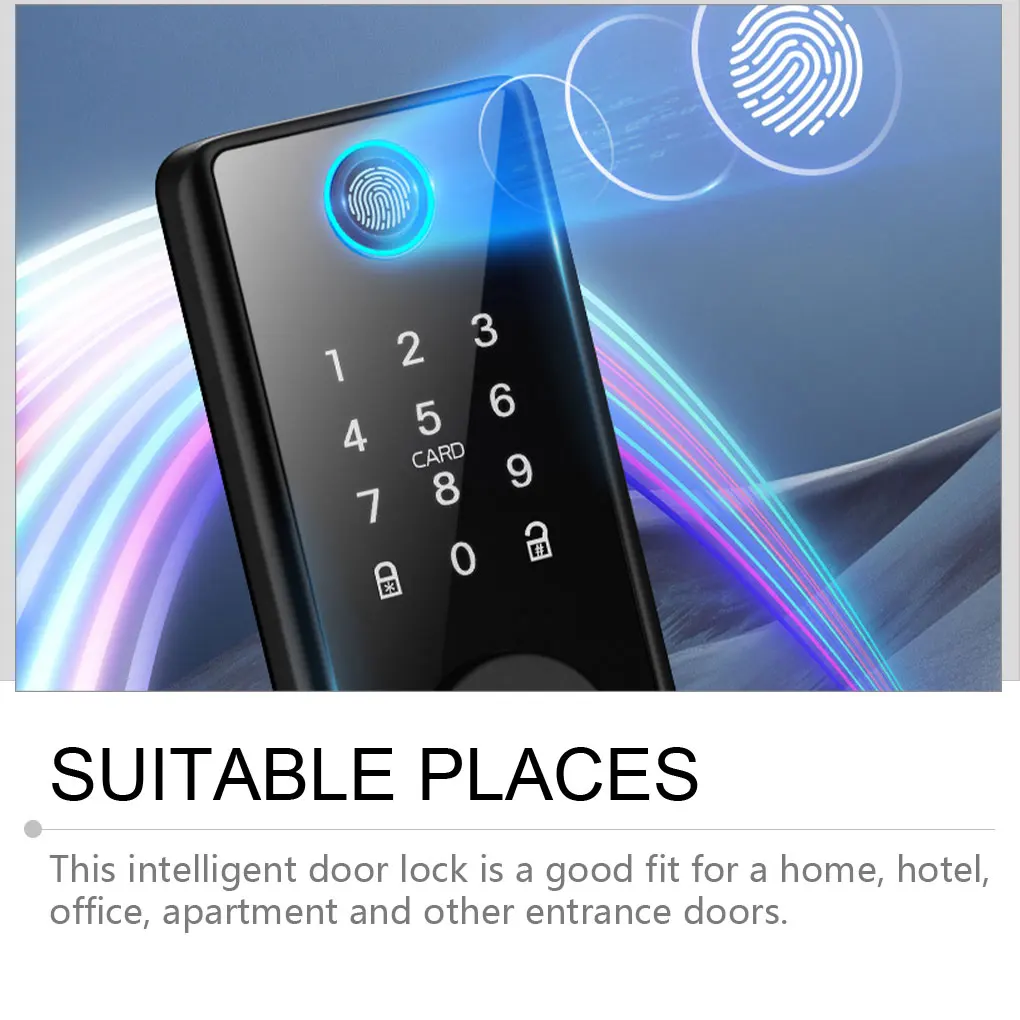 

Смарт-замок дверной с сенсорным экраном и сканером отпечатков пальцев