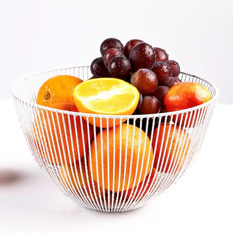 Fruit Basket Container Bowl Iron Wire Basket Fruit Vegetable Storage Holder Snack Tray Bowl Table Storage Fruit Basket Drainage