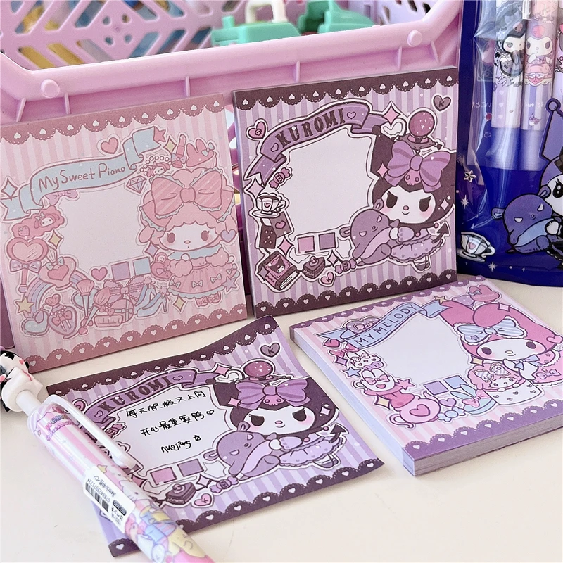 

Sanrios Kuromi Cinnamoroll My Melody Pompom Purins Hellokittys Anime Kawaii Sticky Note Pad Message Notepad Diy Hand Account