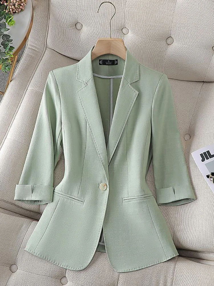 

Fitshinling Autumn Spring Women's Blazers Button Pockets Slim New In Outerwears Jacket Female Fashion OL Elegant Blazer Female