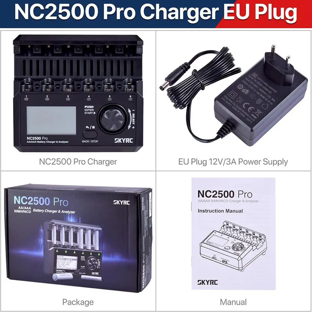

Многофункциональный анализатор зарядного устройства SKYRC NC2500 Pro, устройство для анализа заряда аккумуляторов AA/AAA NiMH/NiCD, 12 В постоянного тока,...