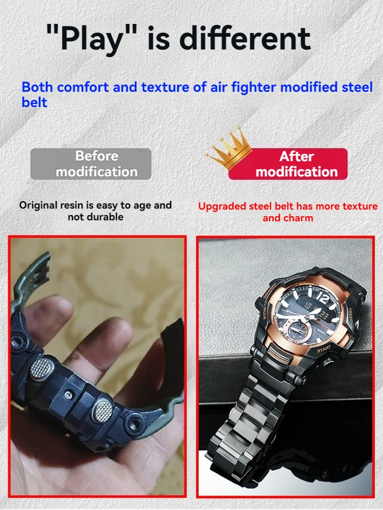 Фото Gr-b100 Модифицированный ремешок для часов из нержавеющей стали для Casio g-shock 5536 Black Knight GR-B100-1A металлический ремешок для часов GR B100 Мужской браслет №5