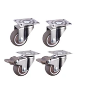 4pcs furniture casters wheels soft rubber swivel caster silver roller wheel for platform trolley chair household accessori
