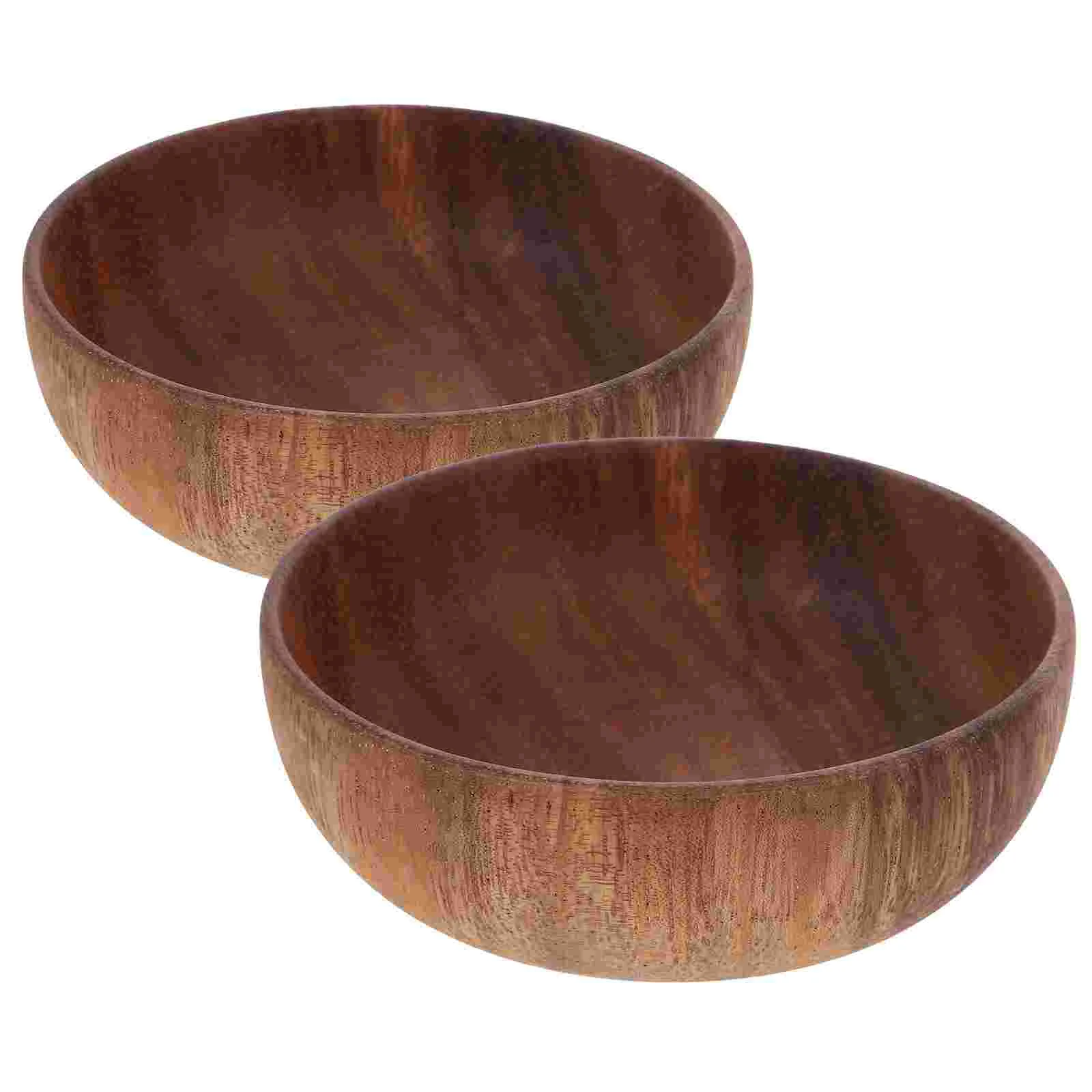 

2 Pcs Small Bowl Acacia Bowls Salad Plate Dishes Large Serving Fruit Kitchen Counter Make Tea