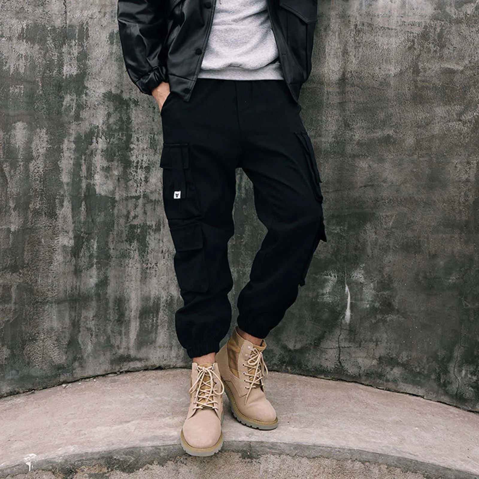 

Men Fashion Sports Casual Pants Elastic Waist Straight Leg Loose Pants Big House