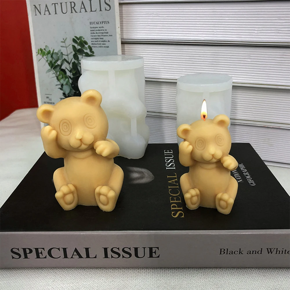 

3D Panda Candle Molds Silicone Candle Making Aroma Soy Wax Handmade Soap Polymer Clay Plaster Epoxy Resin Moulds For Home Decor