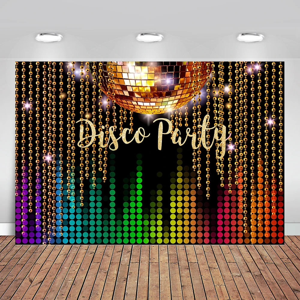 

Photography Backdrop Disco Neon Back To 80s 90s Birthday Party Decoration Supplies Let's Crazy In The Dark Dessert Banner