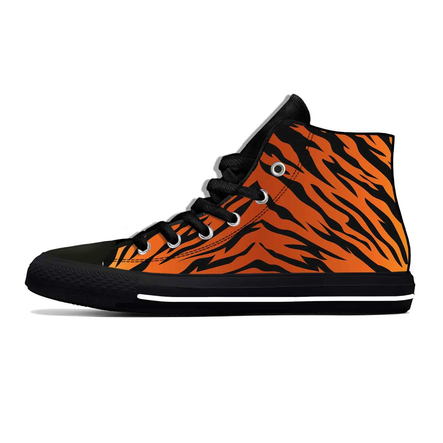 Hot Cool Anime Cartoon Manga Tiger Stripe Pattern Fashion Casual Cloth Shoes High Top Board Lightweight Men Women Sneakers