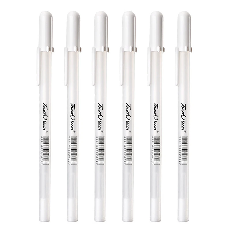 

6pcs White Marker Pen Paint Oily Waterproof Tire Painting Graffiti Pens Permanent Gel Pen for Fabric Wood Leather Marker