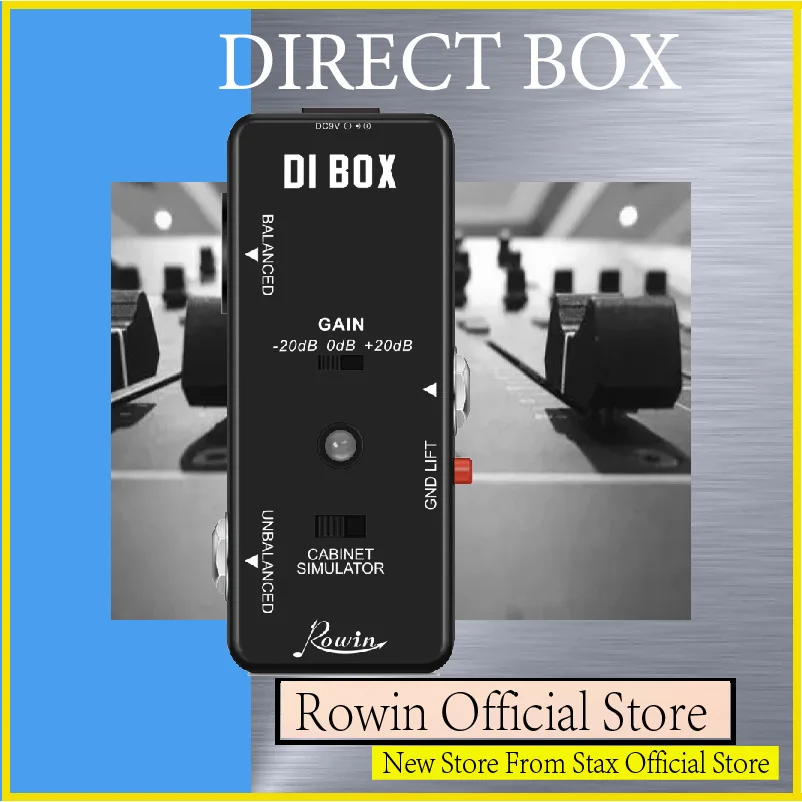 Rowin LEF-331 Direct Box Guitar Bass Passive DI Box With Cabinet Simulator 1/4 and XLR Ture Bypass Full Metal Case