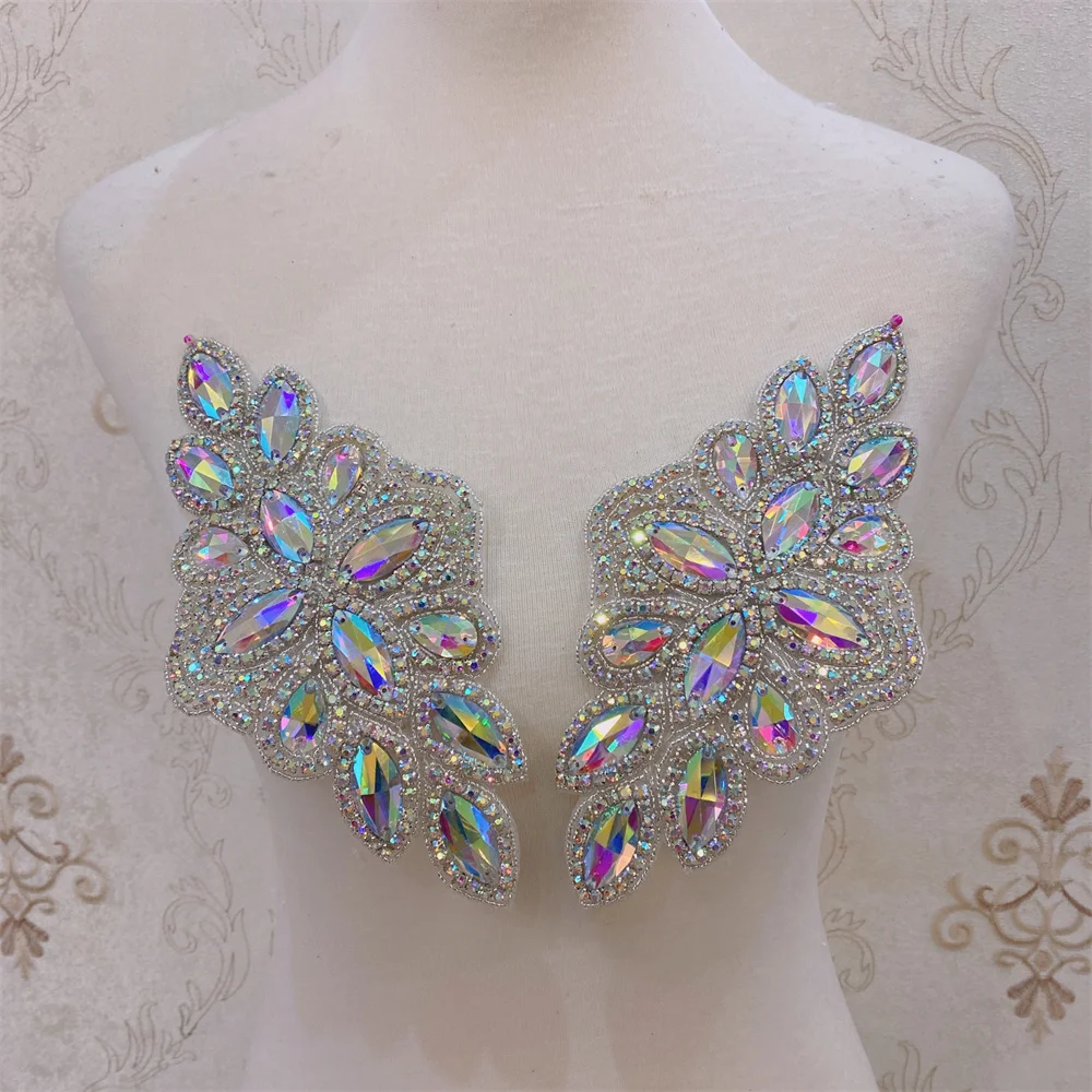 

Handmade Crystal Rhinestone Iron on patches for wedding dress Decoration