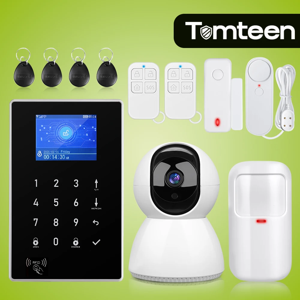 

Умная Система охранной сигнализации Tomteen Tuya с поддержкой Wi-Fi, GSM и IP-камерой