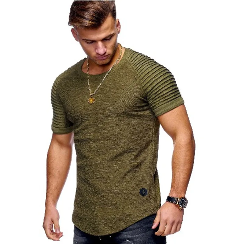 

Nice Summer Men TShirts Short Sleeve Slim Fit T-Shirts Tops Men Cotton Tops tees bodybuilding Fold T-shirt Mens Casual Clothing