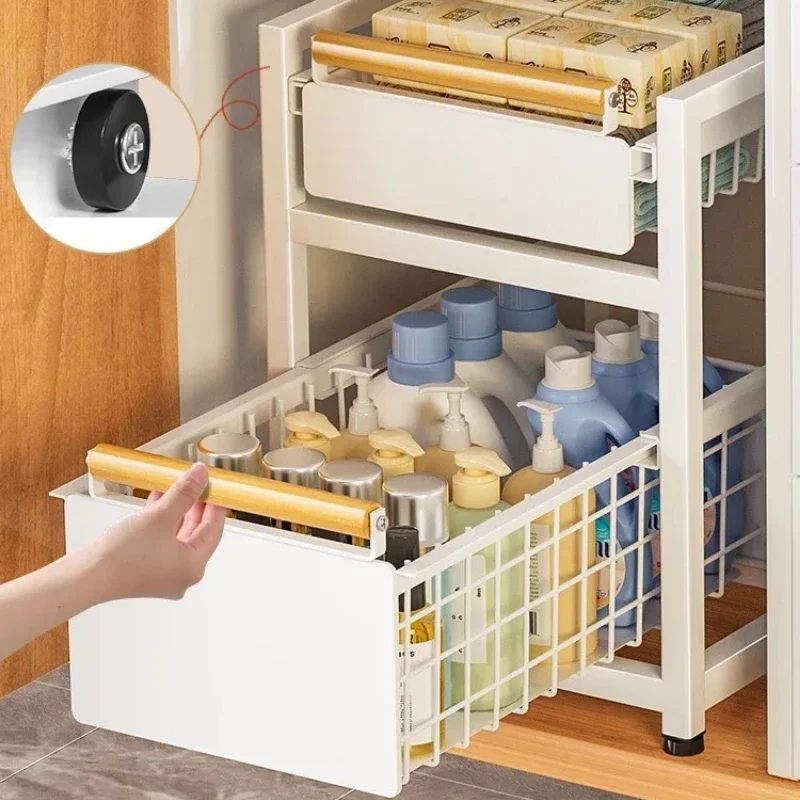 Выдвижной стеллаж для хранения под раковиной выдвижной ящик органайзер полка