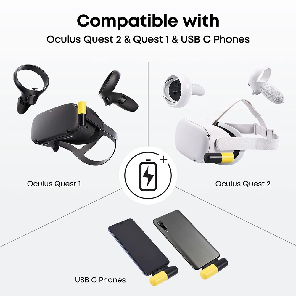 Зарядное устройство 3300 мА · ч Type-C для Oculus Quest 2 Аккумуляторный блок VR гарнитура