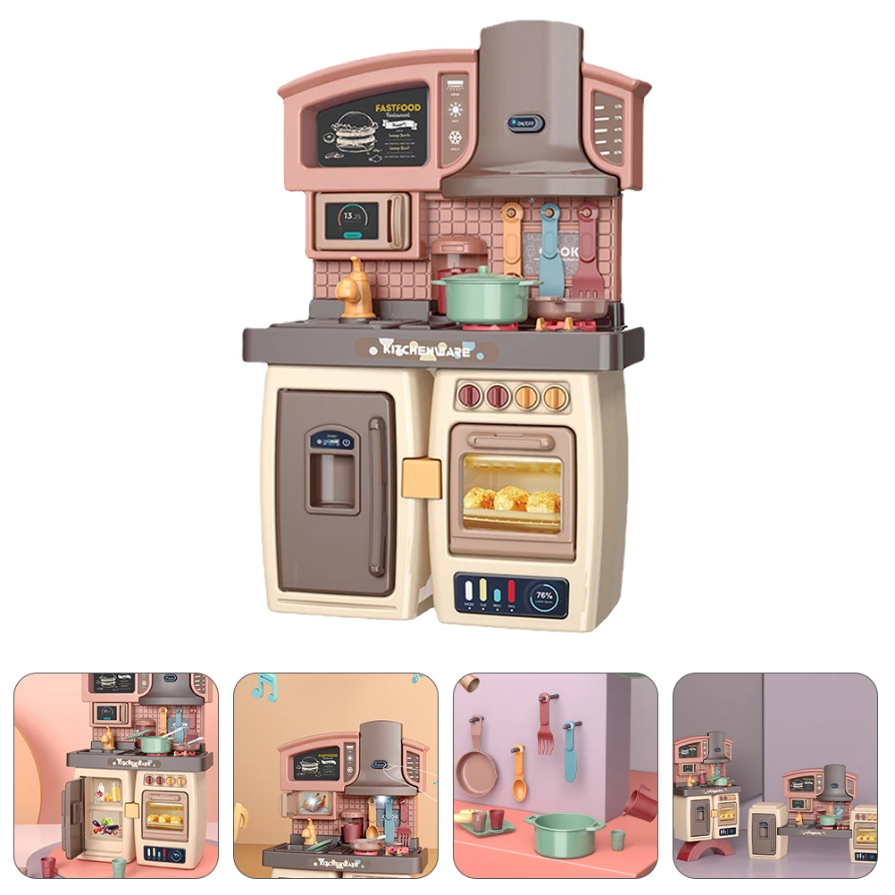

Детский игровой дом, кухонный набор, Интерактивная игрушка, пластиковая имитация кухонной утвари, игрушка для приготовления пищи с подсвет...