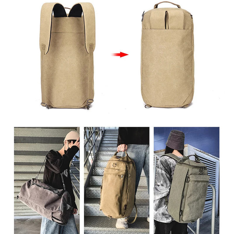 Canvas Gym Fitness Backpack Outdoor Sports Duffle Bag Travel Camping Daypack Student Laptop Backpack Carry on Hiking Rucksack