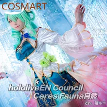 Cosmart Vtuber Ceres Fauna Cosplay Costume Wig Hololive English Girlsoutfit Women Role Play Party Dress Halloween Cos Clothing 