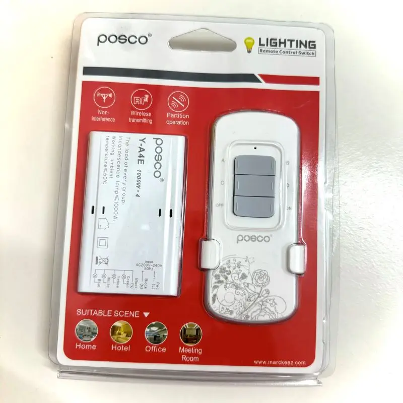 

POSCO беспроводной пульт дистанционного управления 4 группы пульт дистанционного управления 220 В умный дистанционный переключатель бытовой сегментный переключатель освещения