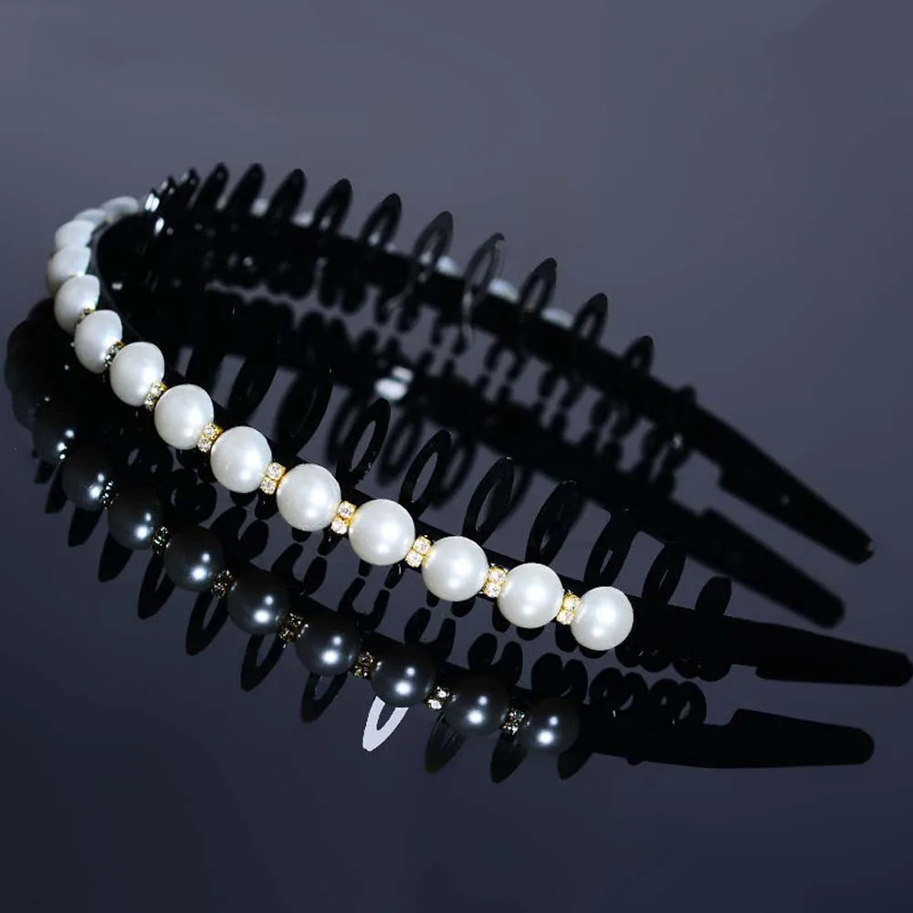 

Wild Temperament Non-slip Toothed Women Rhinestone Hair Band Hair Accessories Wash Face Hair Hoop Pearl Headband
